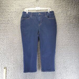 Chicos Jeans Womens Size 1.5 US 10 Blue Perfect Stretch Girlfriend Slim Leg Capr